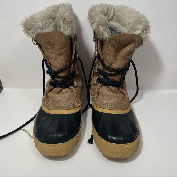 Sorel Beige Leather Insulated Waterproof Winter Boots - Picture 4 of 8